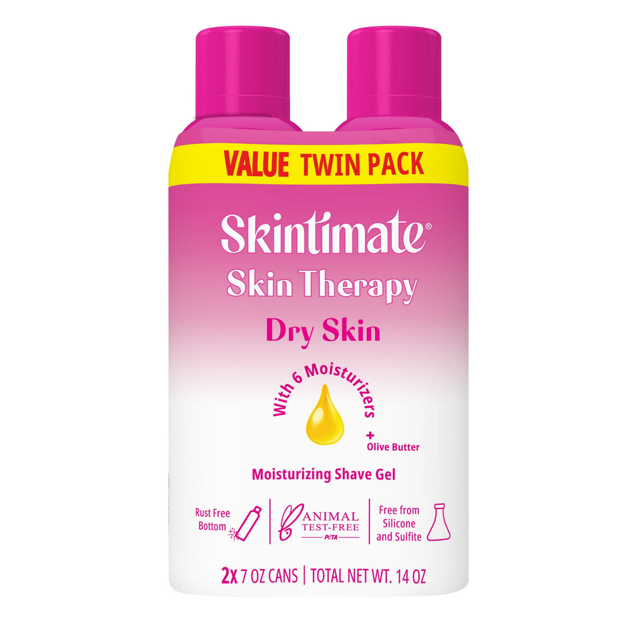 Skintimate Skin Therapy Dry Skin Women's Shave Gel, Pack Of 2, 7 Oz